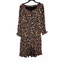 TALBOTS Bracelet Sleeve Autumn Garden Midi Dress - Petite Large
