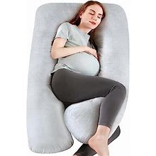 Pregnancy Pillows, U Shaped Full Body Pillow With Washable Velvet Cover, 55 I...