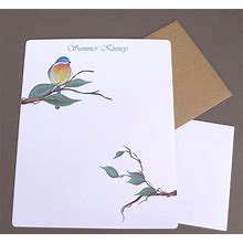 Women's Bluebird Personalized Writing Paper Stationery Set, Monogram Stationary, Nature Inspired Custom Letter Paper, Girl's Monogrammed Corresponden