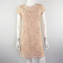 Loft Dresses | New Ann Taylor Loft Size 00 Blush Pink Short Sleeve Lace Mini Shift Dress | Color: Pink | Size: 00