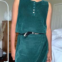 Talbots Dresses | Vintage Talbots Corduroy Midi Dress | Color: Green | Size: 10