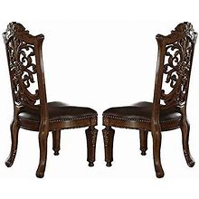Acme Vendome Dining Side Chair In PU And Cherry (Set Of 2)