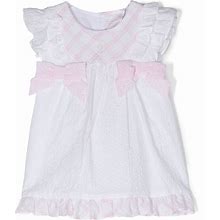 Patachou - Bow-Detail Seersucker Dress - Kids - Cotton/Cotton/Elastane - 18 - White