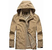 Tawop Fall Clothes Men's Four Seasons Jacket Outdoor Mountaineering Solid Color Jacket Khaki 16