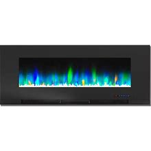 Cambridge 50 in. Wall-Mount Electric Fireplace In Black With Multi-Color Flames And Crystal Rock Display CAM50WMEF-1BLK ,