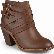 Journee Collection Strap Women's Ankle Boots, Girl's, Size: 7.5, Brown
