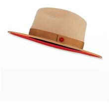 Keith James Men's Queen Red-Brim Wool Fedora Hat, Golden Honey, Men's, 2X-L, Hats Fedoras