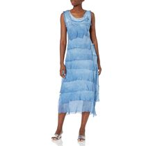 M Made In Italy Women's Frayed Silk Ruffle-Layered Maxi Dress