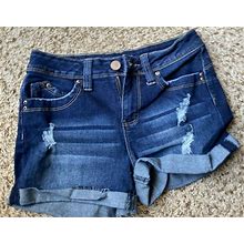 Fashion Nova Women's Distressed Denim Blue Jean Shorts - Size 1