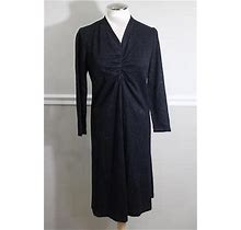 Lafayette 148 Gathered Black Shimmer Knit Dress Size L (Dr200