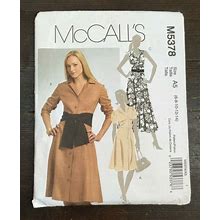 Mccalls M5378 Misses Dress Sash Belt Sleeve Variations Size 6-14 Uncut