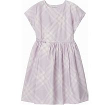 Burberry Kids Empire-Line Checked Dress - Purple
