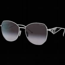 PRADA PR 57YS Silver - Women Luxury Sunglasses, Grey Gradient Lens