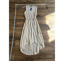 Apt 9 Maxi Dress Tan Sand Dress Large Lace Boho Beach Lined Belt Sleeveless NWT