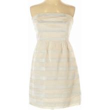 J. Crew Dresses | J. Crew Strapless Cotton Mini Dress Cream Rugby Stripe Ladies Size 6 | Color: Cream | Size: 6