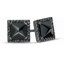 Zales Vera Wang Men Black Spinel And 1/4 CT. T.W. Black Diamond Stud Earrings In Sterling Silver With Black Rhodium