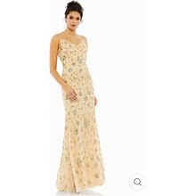 Mac Duggal Dresses | Gold Mac Duggal Sleeveless Beaded Slip Dress Gown | Color: Gold | Size: 4