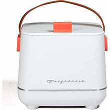Frigidaire 6-Can Retro Top-Opening Portable Beverage Mini Fridge/Cooler, Holds 6 Cans Or 4 L, Leather-Like Carrying Handle - EFMIS308-WHITE (Renewed)