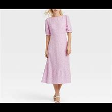 Who What Wear Dresses | Who What Wear Bishop Elbow Sleeve Tie-Back Dress -Purple Floral Orchid Bouquet | Color: Purple | Size: Various