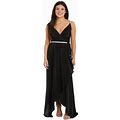 Women's Nightway Long Bodre Mock-Wrap Dress, Size: 14, Black