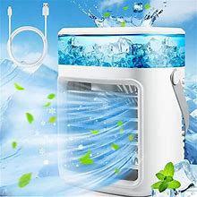 Portable Air Conditioner, Rechargeable Personal Evaporative USB Air Cooler Fan, Mini Air Conditioner With 3 Speeds 7 Colors, Humidifier Misting Unit