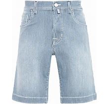 Jacob Cohen Striped Cotton Denim Shorts - Blue