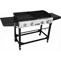 Royal Gourmet GD401 4-Burners Portable Propane Gas Grill And Griddle Combo Grills In Black With Side Tables