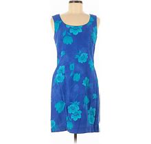 Jessica Howard Casual Dress - Party Scoop Neck Sleeveless: Blue Floral Dresses - Women's Size 6