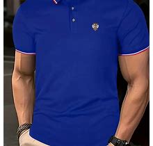 Men's Golf Shirt Print Short Sleeve Tennis Shirt Breathable Lapel Top,$9.59,Polyester,M,Royal Blue,Royal Blue,All-New,Temu