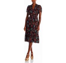 Aqua Women's Floral Print Midi Dress - 100% Exclusive - Black - Size XL - Black/Pink