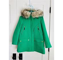 J.Crew Girls Hooded Chateau Parka In Stadium-Cloth In Emerald Green
