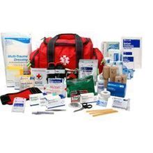 First Aid Only® Basic First Aid Responder Bag, Bleed Control, Up To 24 Persons, Red