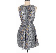 Ann Taylor LOFT Casual Dress - A-Line Crew Neck Sleeveless: Gray Dresses - Women's Size Medium Petite