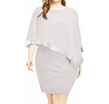 Voss Asymmetric Plus Sequins Shoulder Size Chiffon Overlay Women Dress Cold Strapless Plus Size Dress
