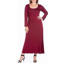 24Seven Comfort Apparel Plus Size Womens Long Sleeve Maxi Dress