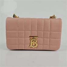 Burberry Mini Lola Dusky Pink Leather Quilted Shoulder Bag New