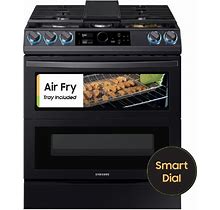 Samsung 30-In 5 Burners 3.4-Cu Ft / 2.5-Cu Ft Self-Cleaning Air Fry Convection Oven Slide-In Smart Natural Gas Double Oven Gas Range Fingerprint