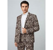 Men's Leopard Print Blazer Jacket,M