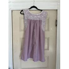 Mi Golondrina Lavender Embroidered Dress Xs