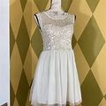 By & By Dresses | Juniors Cream & Gold Sequin Mini Dress Size 7 | Color: Cream/Gold | Size: 7J