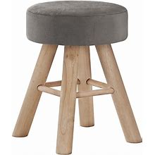 Grey Velvet Foot Stool Ottoman, Gray Contemporary And Modern Foot Stool Ottomans From Monarch