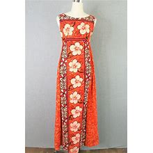 1960-70S - Orange - Ui Maikai - Cotton - Pool Party Dress - Tiki - Mid Century Mod