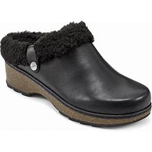 Earth Leather Slip-On Clog-Kona, Size 6 Medium, Black/Black