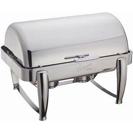 Winco 101B Virtuoso Full Size Stainless Steel Roll-Top Chafer 8 Qt.