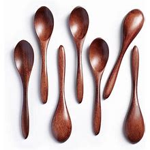7PCS, 5.78 Inch Small Wooden Honey Spoons Hefild (7PCS Wooden Spoons For Jar), For Coffee & Tea