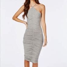 Missguided Dresses | Missguided Grey Ruched Midi Dress Nwt | Color: Gray | Size: 0