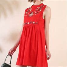 Umgee Dresses | Umgee Boho Red Embroidered Dress Nwt | Color: Red | Size: L