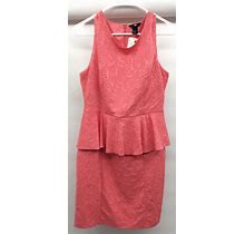 H & M Coral Paisley Knit Peplum Sheath Sleeveless Dress Size M