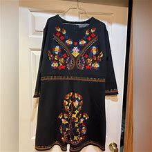 Five Cats Dresses | 2Xl Never Worn Embroidered Knee Length Dress From Five Cats | Color: Black/Red | Size: 2X