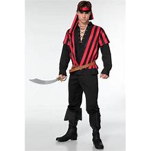 Men's Mad Pirate Halloween Costume - Black/Red - L